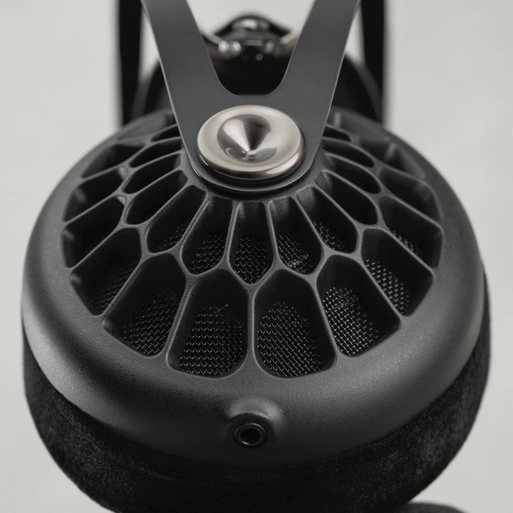 Meze Audio 105 AER closeup earcup grill eye level