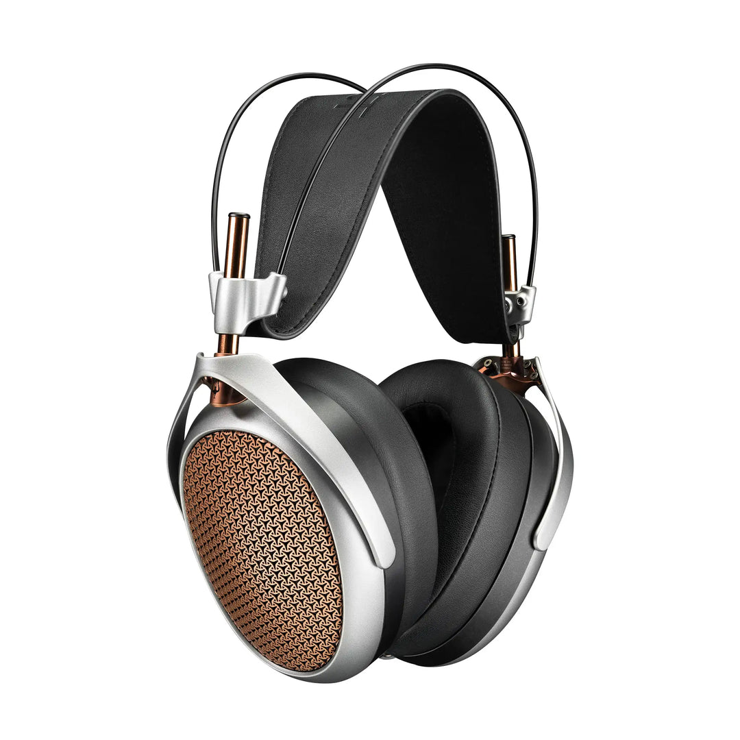 Meze Audio POET headphone eye level left front quarter whitebox