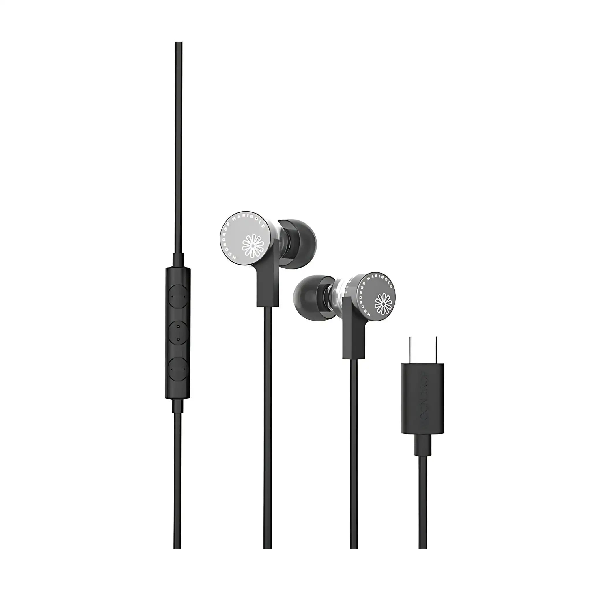 Moondrop Marigold IEMs with three-button interface and USB-C plug whitebox