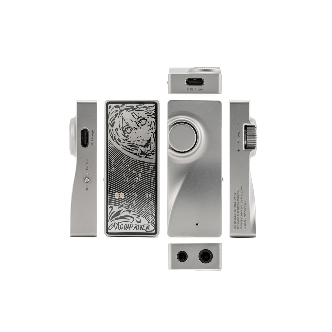 Moondrop Moonriver3 portable dac and amp all angles whitebox