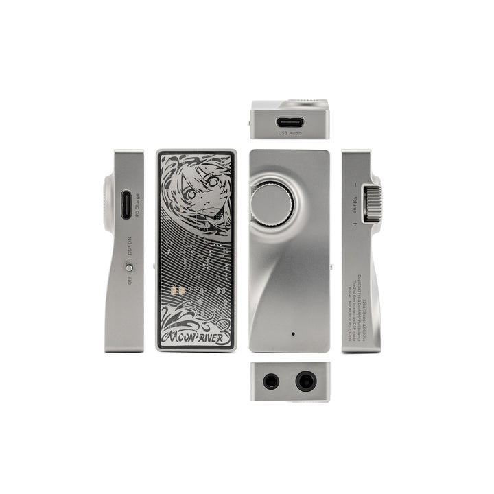 Moondrop Moonriver3 portable dac and amp all angles whitebox