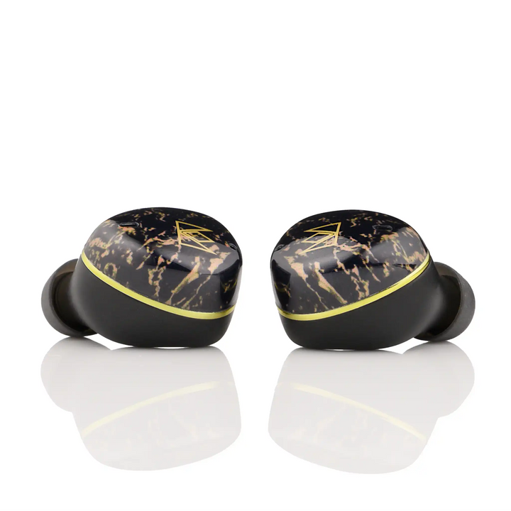 Noble Audio FoKus Rex5 tws earphones in black sitting center whitebox