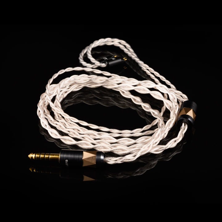 Noble Audio Onyx coiled Eletech cable over black background