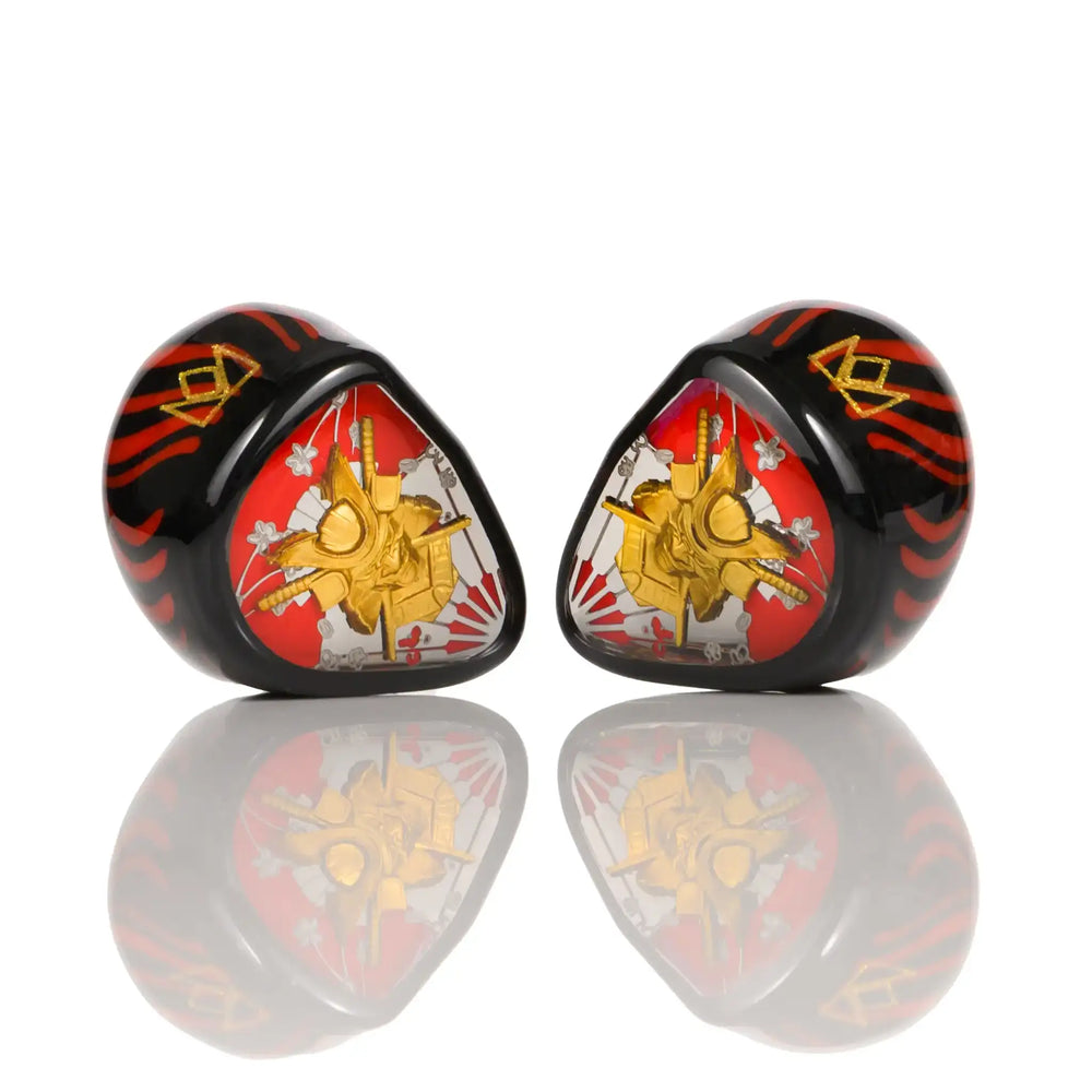 Noble Audio Shogun IEMs sitting angled inward center whitebox