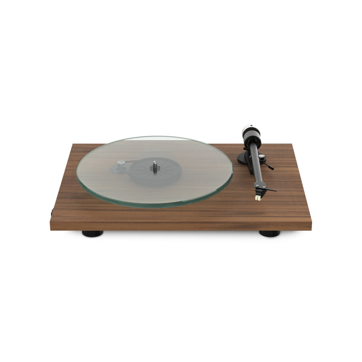 Pro-Ject T2 Super Phono walnut top front quarter without dust cover