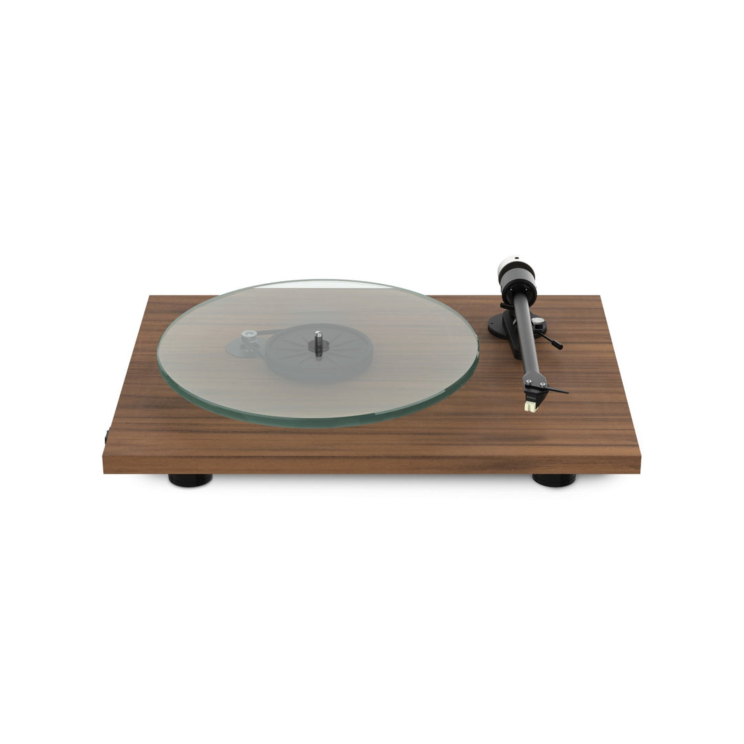 Pro-Ject T2 walnut top front quarter without dust cover