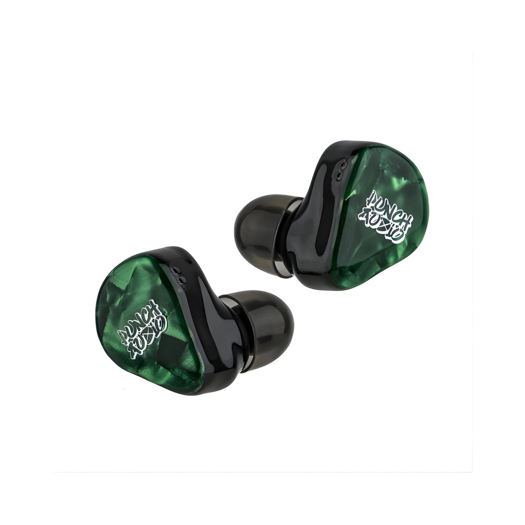 Punch Audio Portazo IEMs front view facing outward whitebox