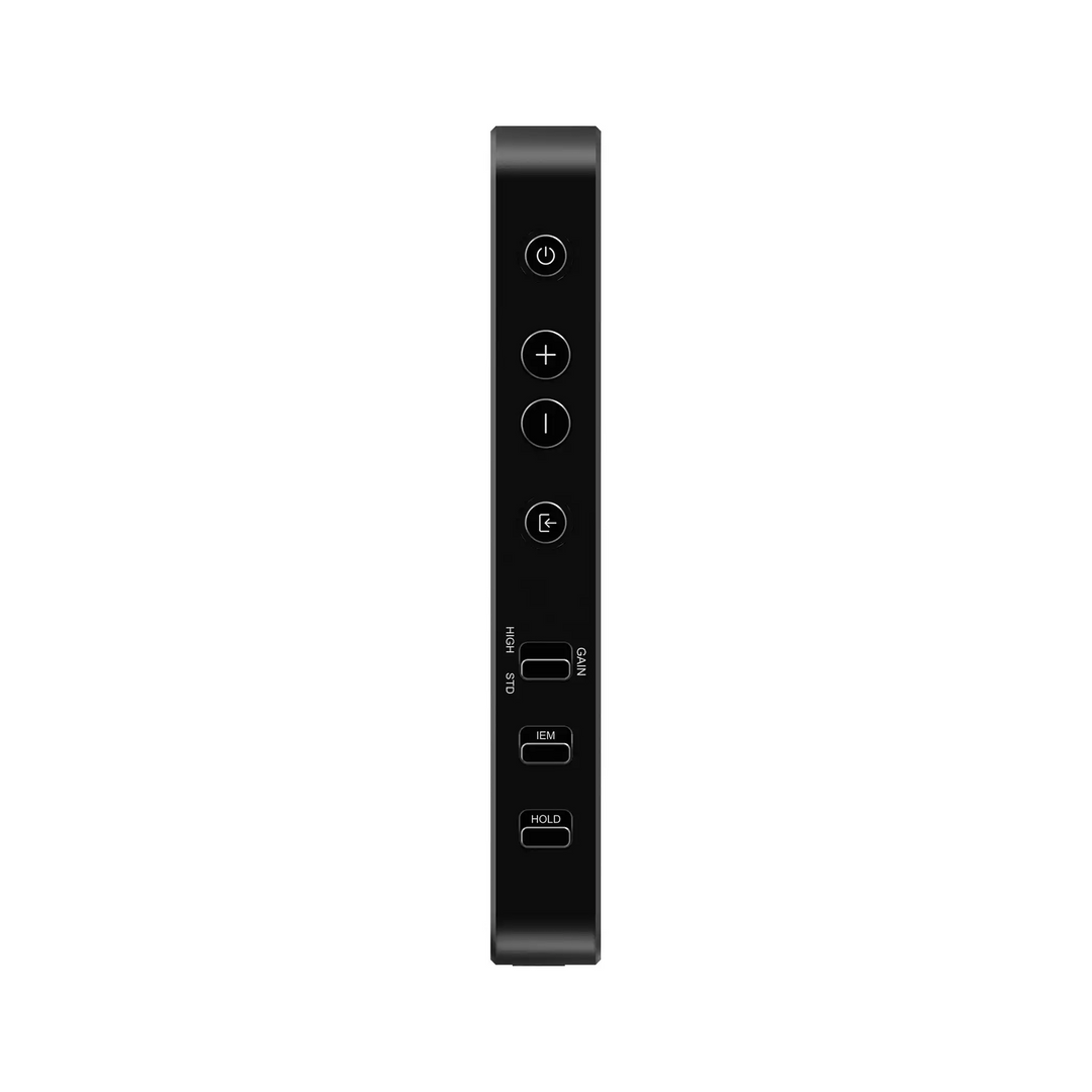 Questyle Sigma DAC/amp standing left side profile with buttons whitebox