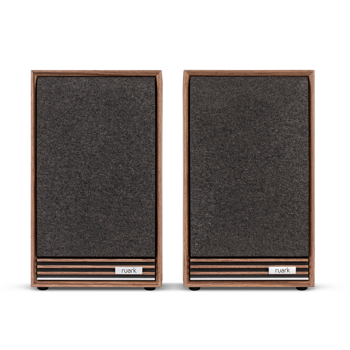 Ruark Audio Sabre R speakers front center whitebox walnut finish