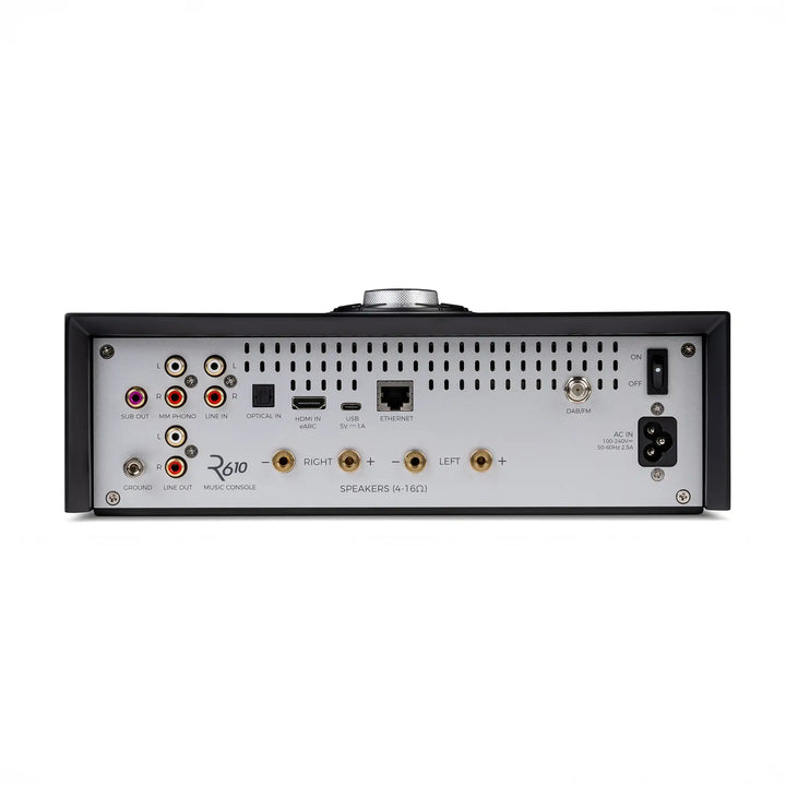 Ruark Audio R610 console in charcoal walnut rear center whitebox