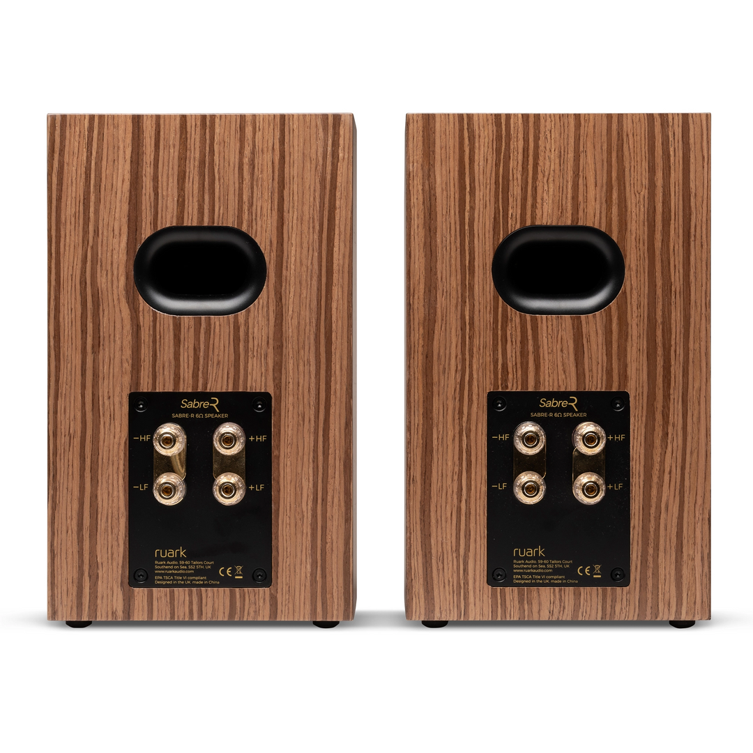 Ruark Audio Sabre R speakers rear whitebox walnut finish