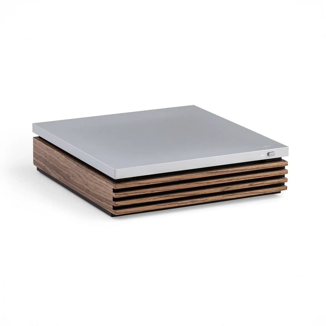 Ruark Audio R-CD100 player sitting front left 3 quarter whitebox