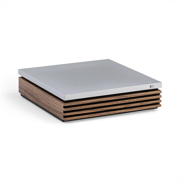 Ruark Audio R-CD100 player sitting front left 3 quarter whitebox