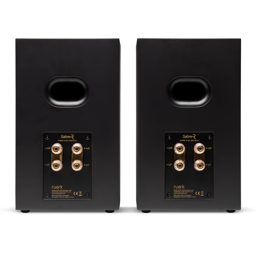 Ruark Audio Sabre R speakers rear whitebox charcoal walnut finish