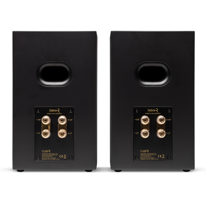 Ruark Audio Sabre R speakers rear whitebox charcoal walnut finish