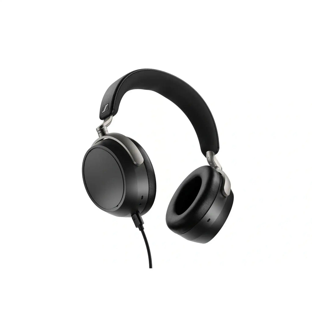 Sennheiser HDB 630 headphones upward angle front left 3 quarter angle whitebox