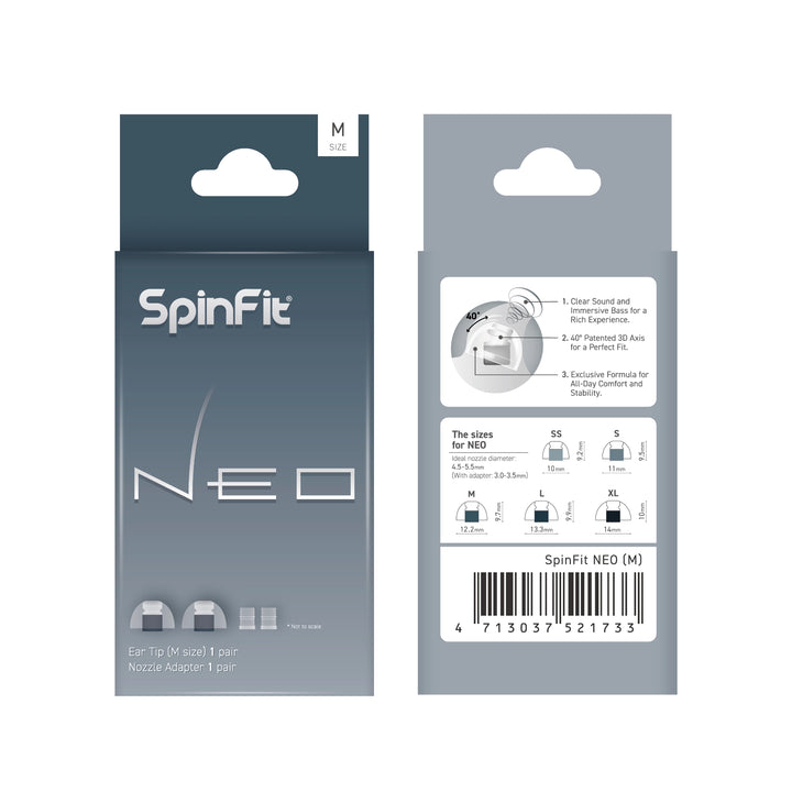 Spinfit NEO front retail packaging size M whitebox