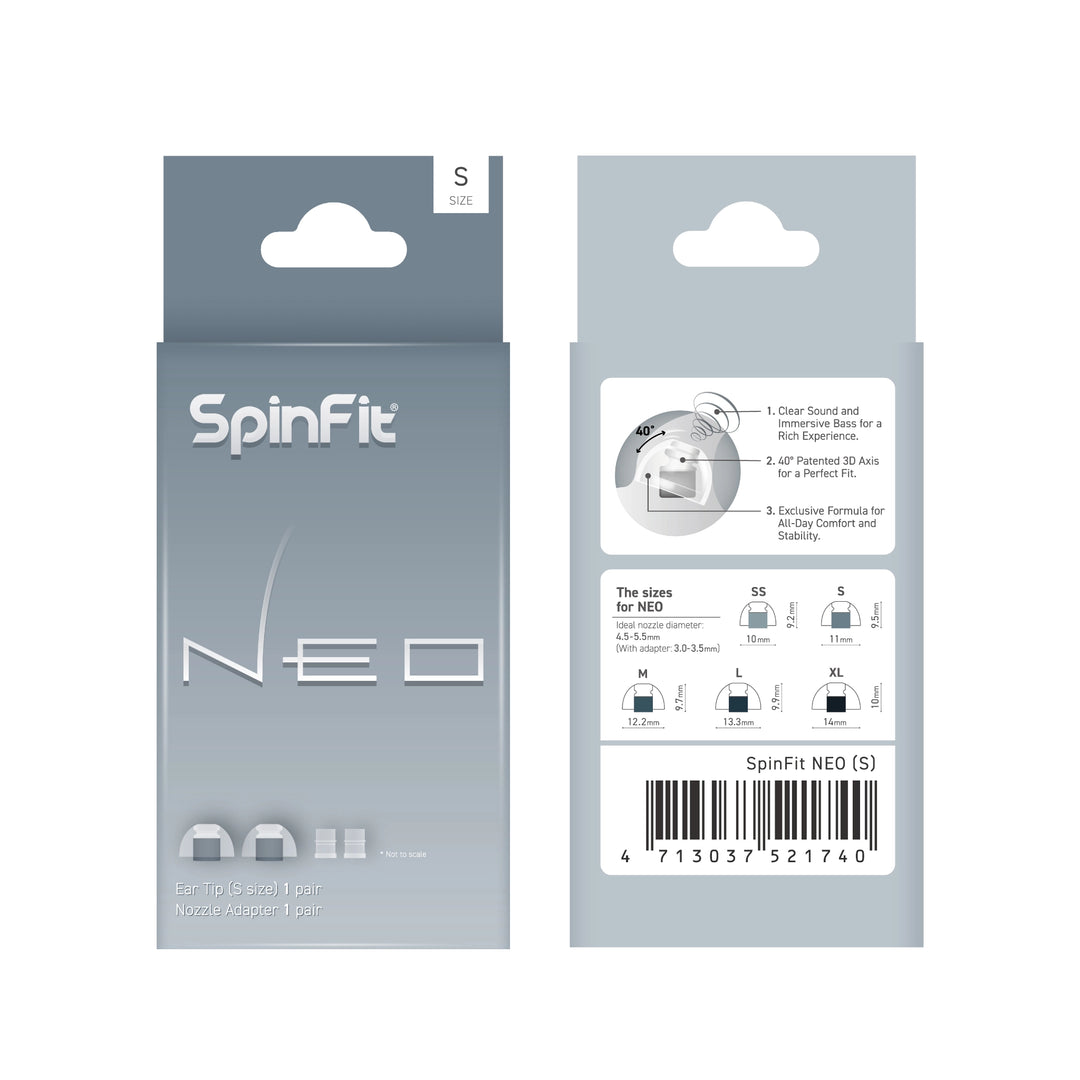 Spinfit NEO front retail packaging size S whitebox