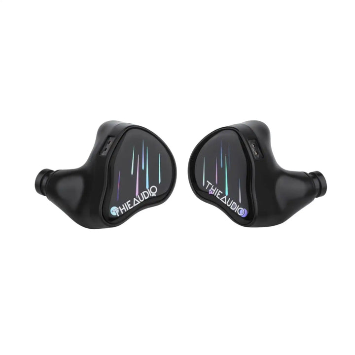 Thieaudio Monarch MKIV IEMs with Stellashot faceplate front center angled inward toward each other whitebox