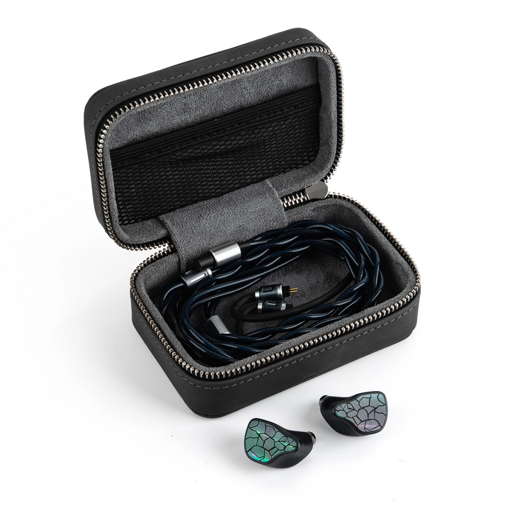 Thieaudio Hype 4 MKII iems iems sitting in front of open hard case with cable inside whitebox