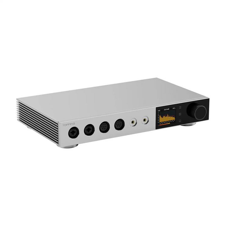 Topping A900 headphone amplifier front left 3 quarter whitebox