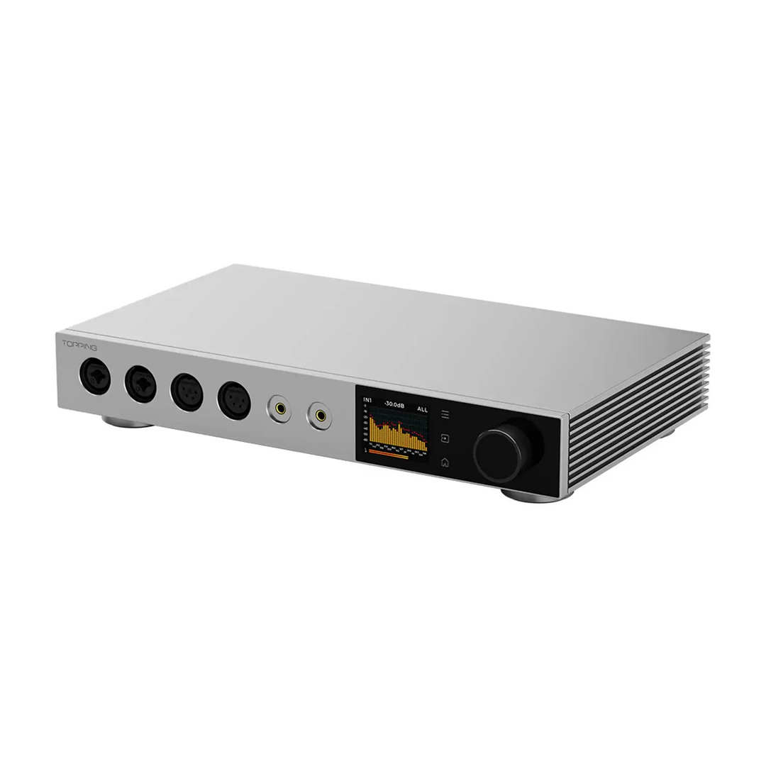 Topping A900 headphone amplifier front right 3 quarter whitebox