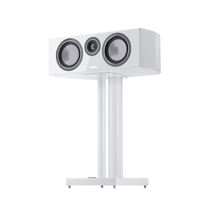 Canton Vento 50 center speaker white 3 quarter on stand over white background