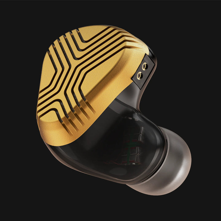 Vision Ears EXT MKII gold right quarter shell closeup render