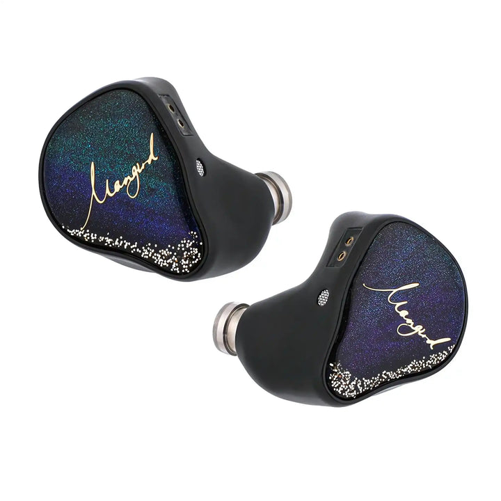 XENNS Mangird Tea Pro IEMs floating diagonally face out whitebox