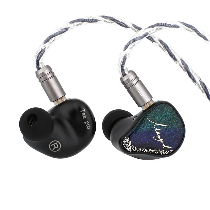 XENNS Mangird Tea Pro IEMs rear and front facing with cable attached whitebox