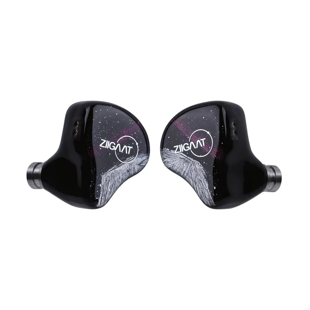 ZiiGaat Crescent IEMs front view turned slightly inward whitebox