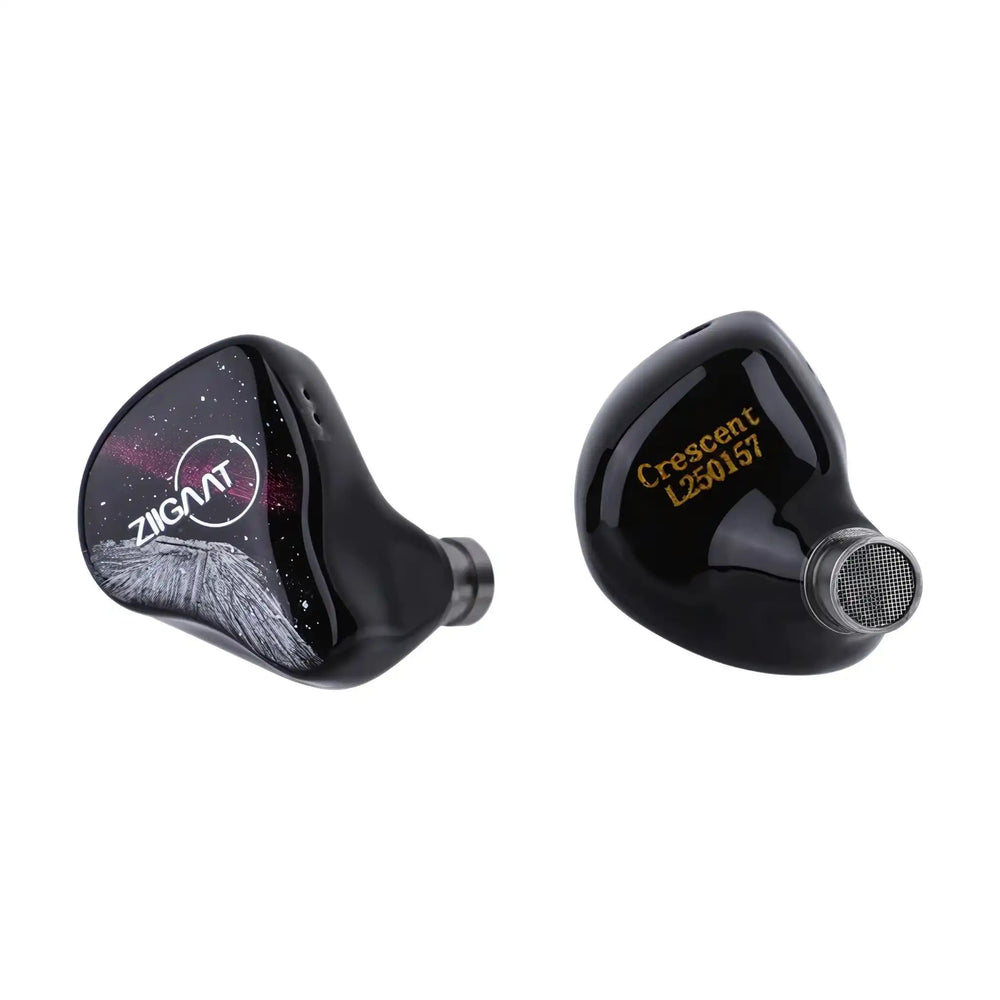 ZiiGaat Crescent IEMs front and rear view whitebox