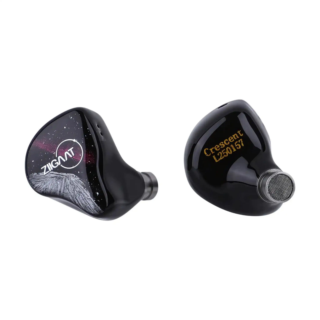 ZiiGaat Crescent IEMs front and rear view whitebox
