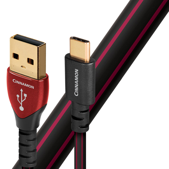 AudioQuest Cinnamon USB C to A over white background
