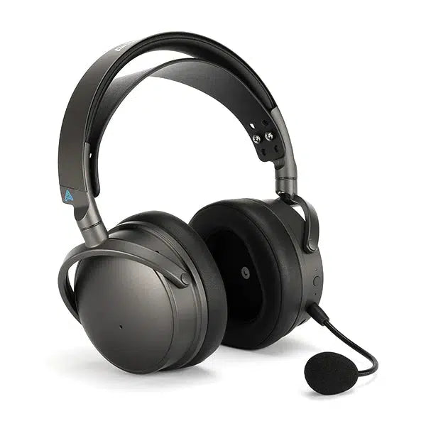 Audeze Maxwell headset with mic front quarter over white background
