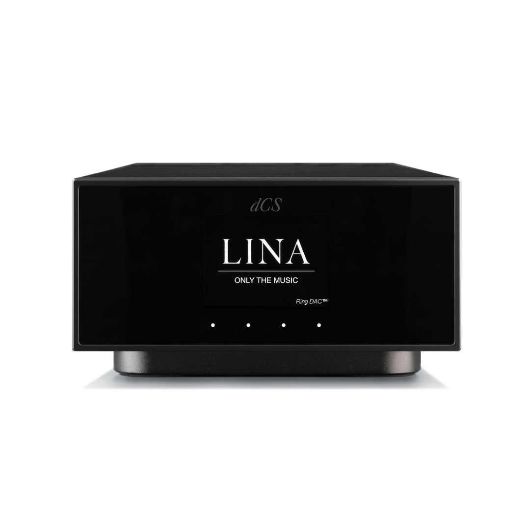 dCS Lina network DAC black front over white background