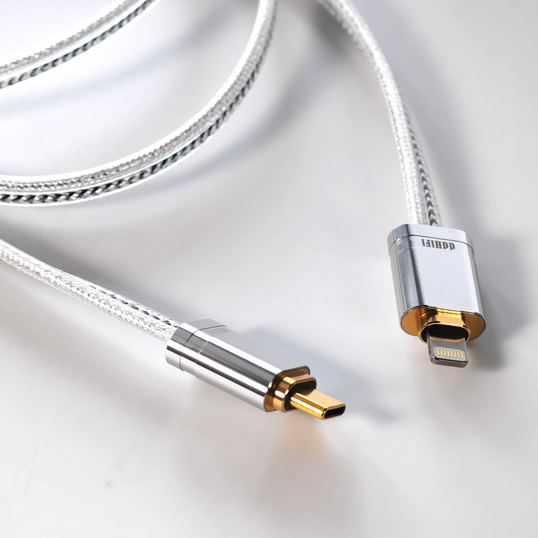 ddHiFi USB Lightning to USB-C cable over white background