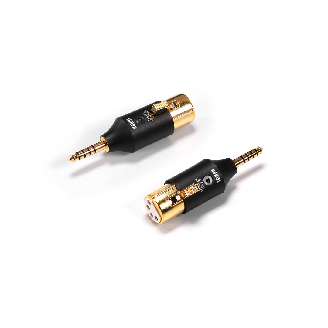 (x2) ddHiFi XLR44C adapters over white background