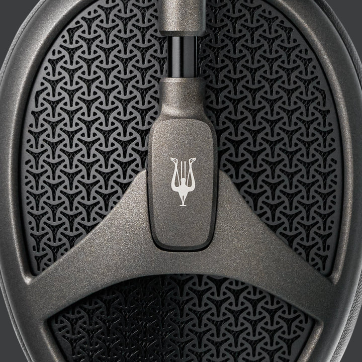 Meze Audio Elite Tungsten ear pad and grille closeup