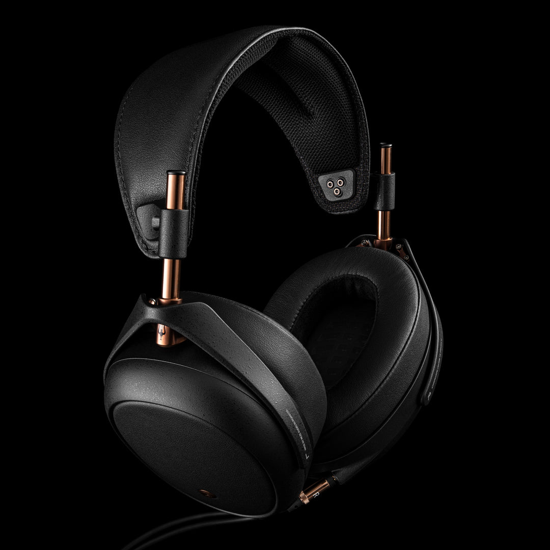 Meze Audio Liric headphone front angle over black background